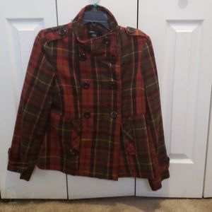 Stylish Plaid Pea Coat